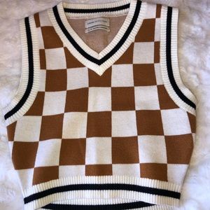 checkered, cropped, sweater vest, from Urban Outfitters